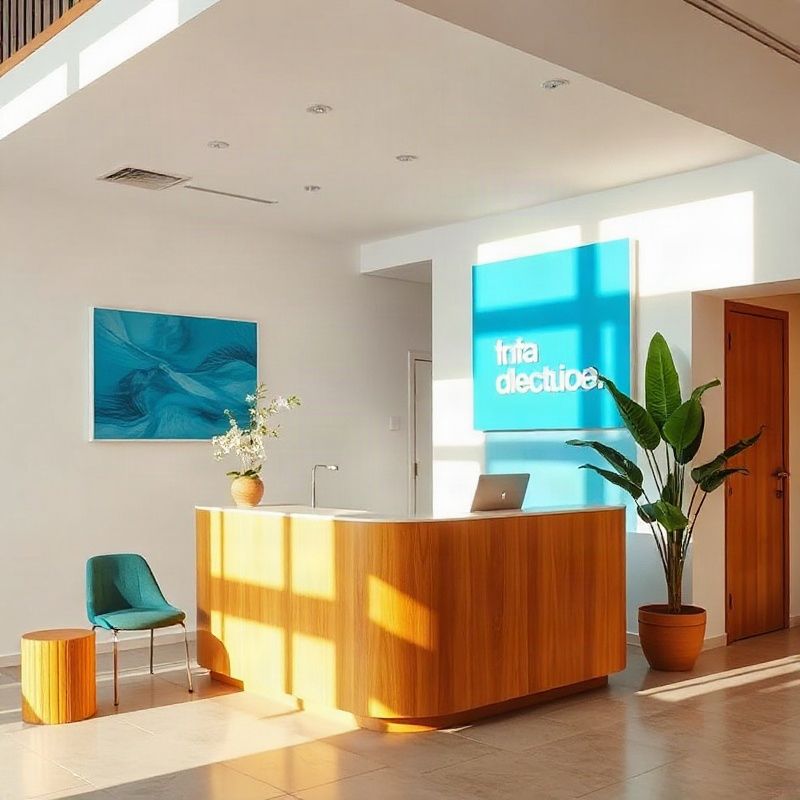 Recepção do escritório boutique da Swiftwdelta em Porto Alegre
